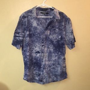 Men’s blue tie dye button up Rue 21 shirt